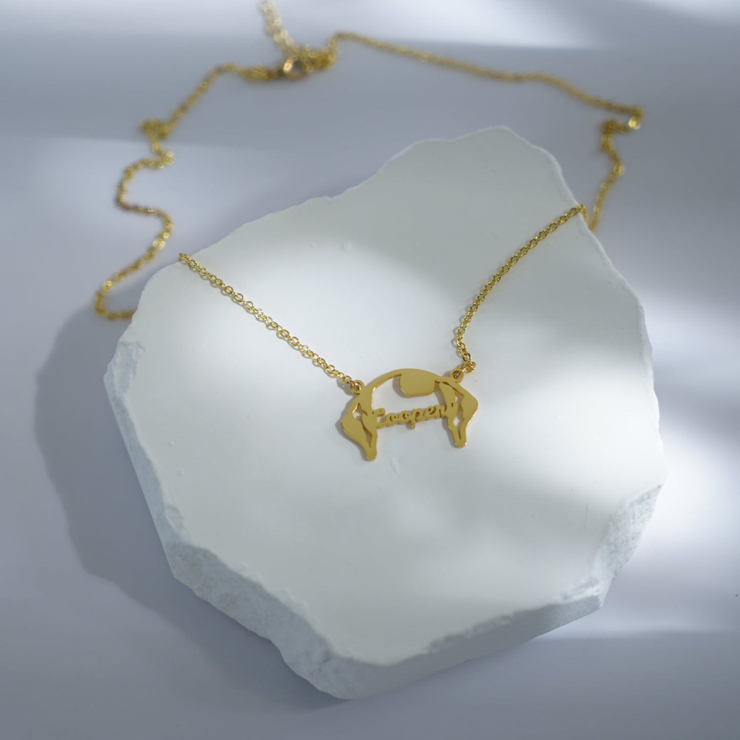Custom Dog Ears Name Necklace_Gold