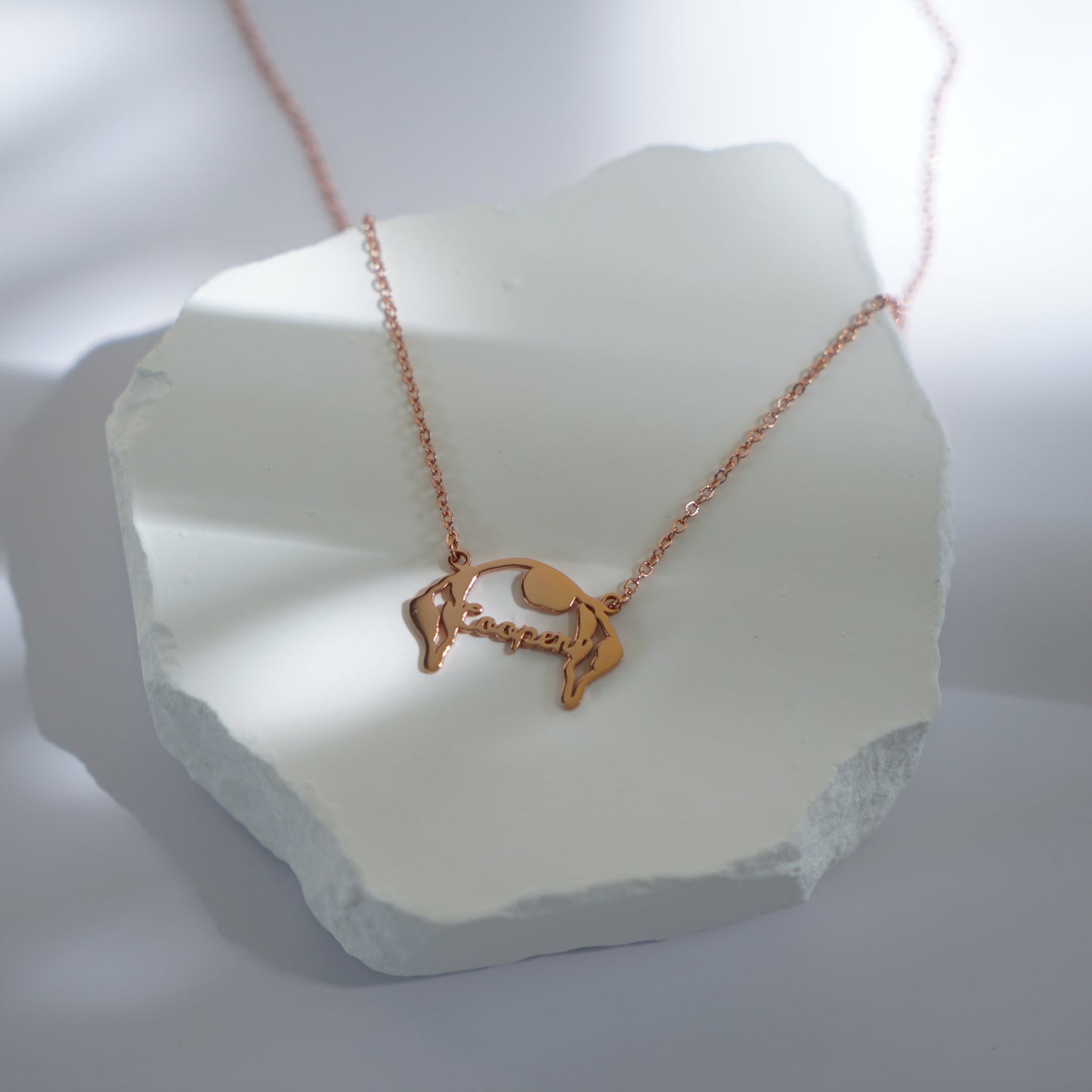 Custom Dog Ears Name Necklace_Rosegold