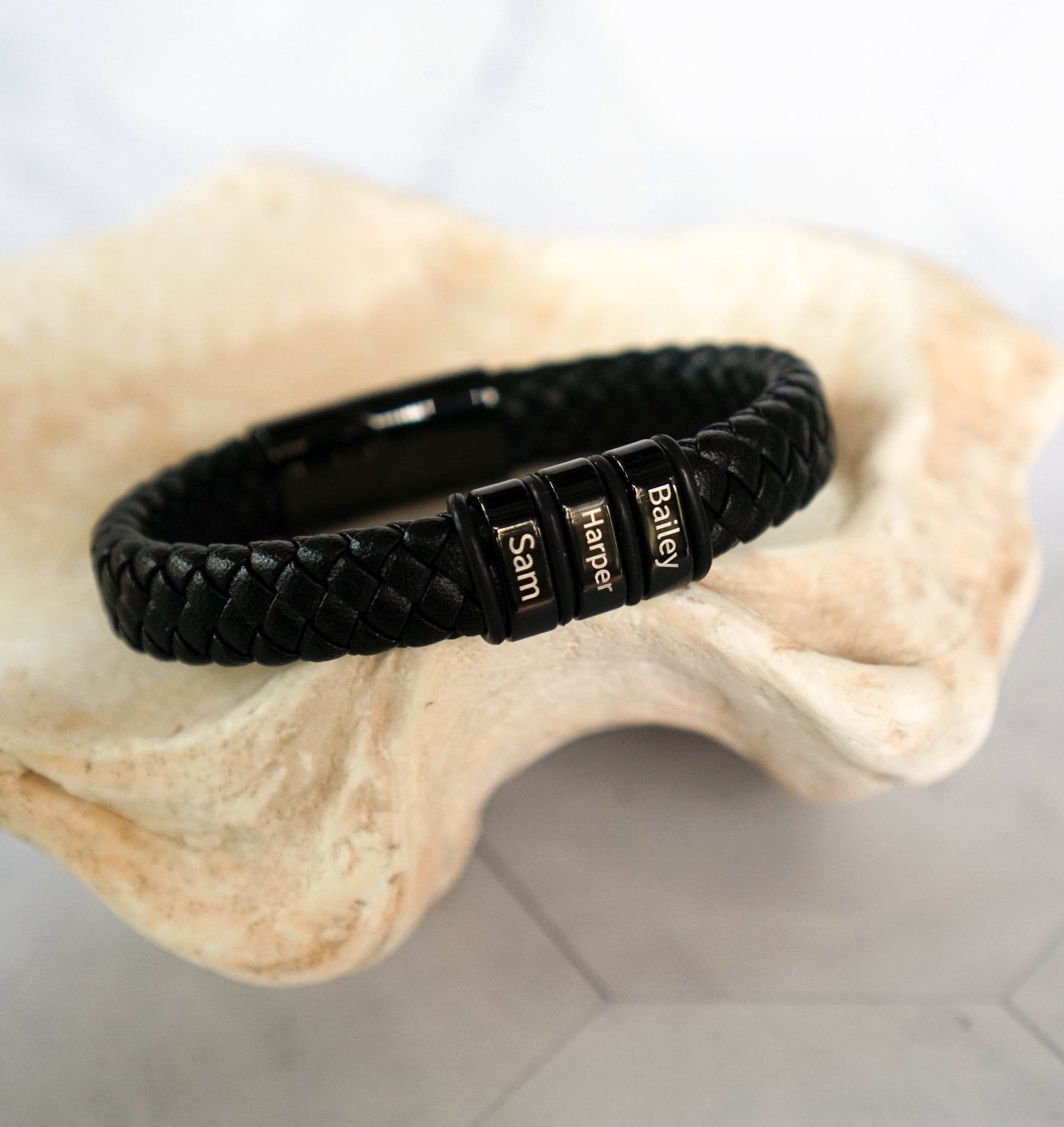 custom men's leather bracelet