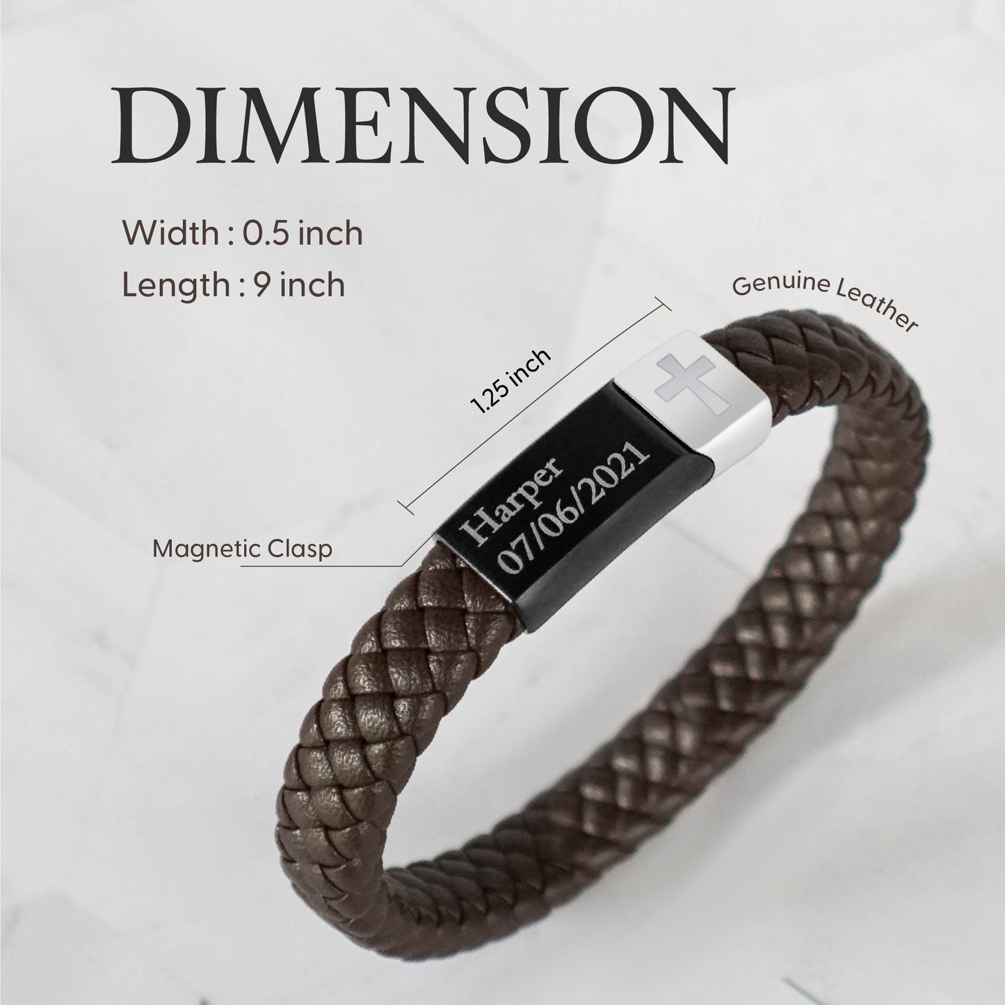 leather bracelet dimension