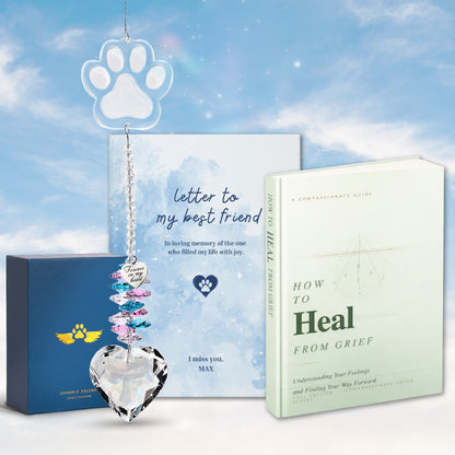 Paws in My Heart: A Pet Loss Healing Journey with Personalized Journal, Suncatcher, & E-Book