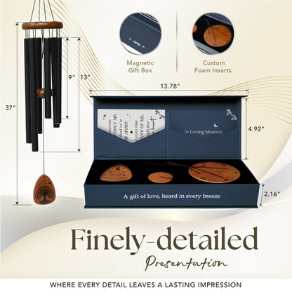 Sympathy Wind Chime 37” – Memorial Gift with Message Card & Premium Gift Box