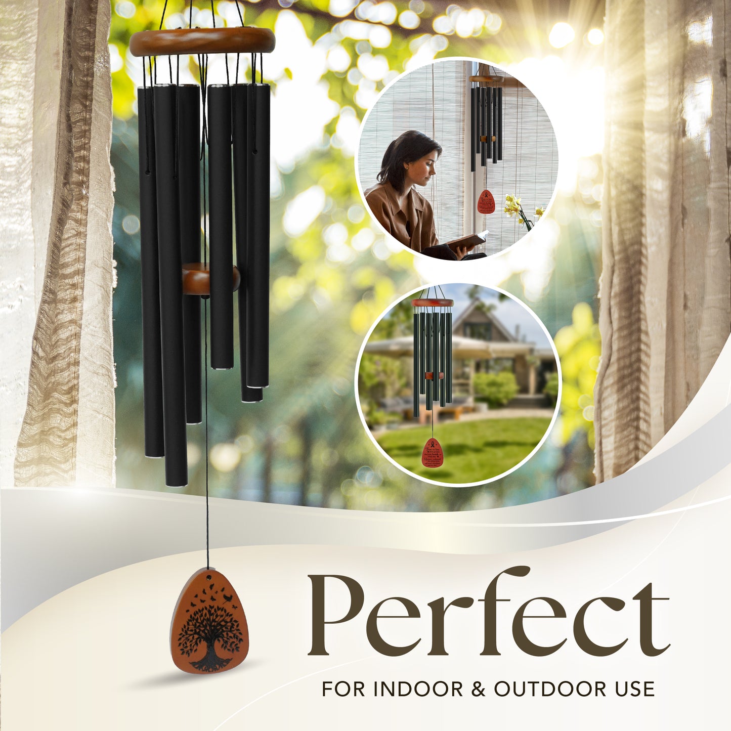 Sympathy Wind Chime 37” – Memorial Gift with Message Card & Premium Gift Box