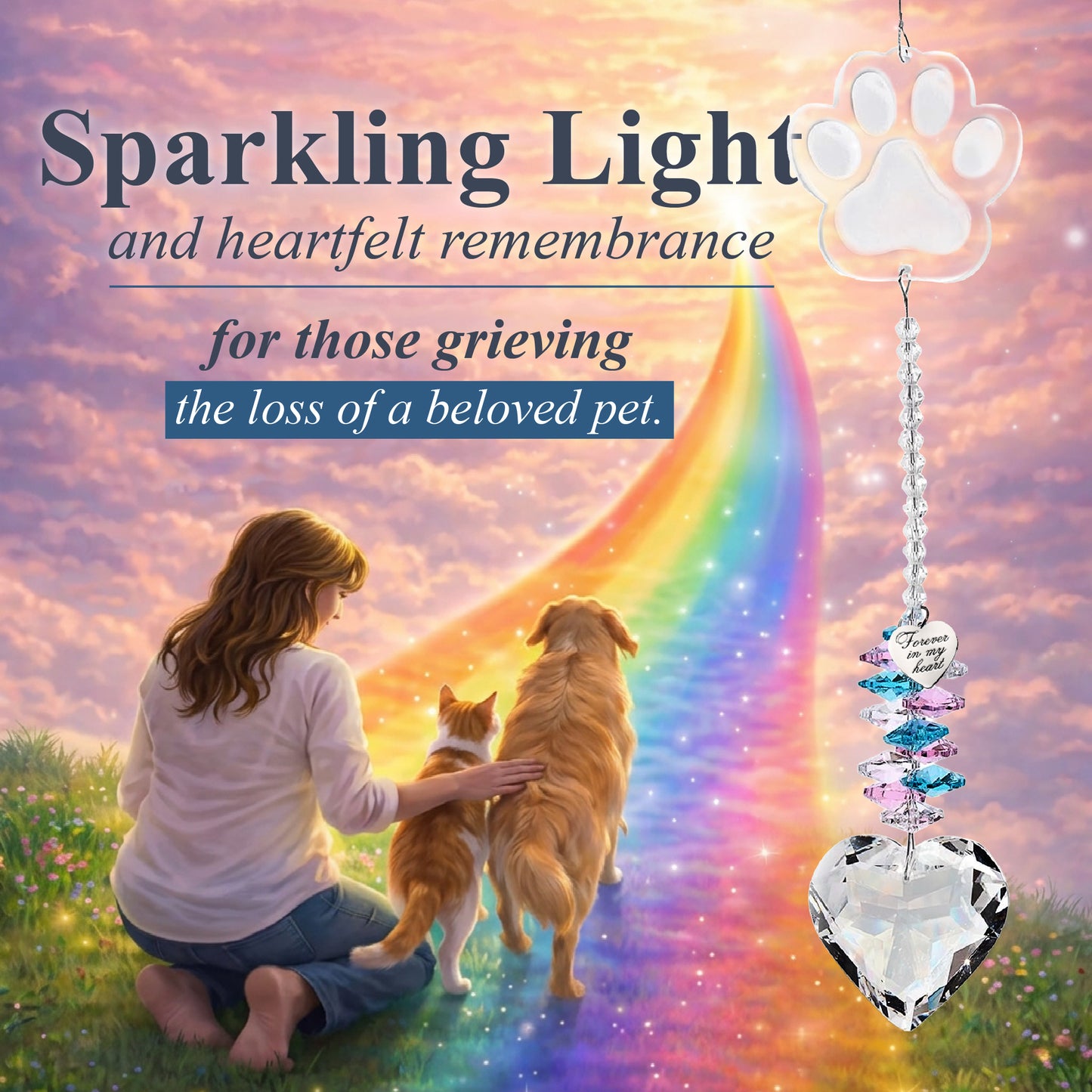 Paws in My Heart: A Pet Loss Healing Journey with Personalized Journal, Suncatcher, & E-Book