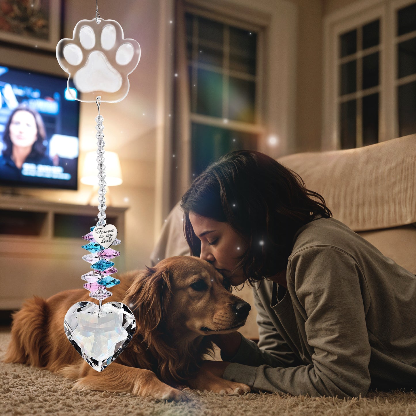 Paws in My Heart: A Pet Loss Healing Journey with Personalized Journal, Suncatcher, & E-Book