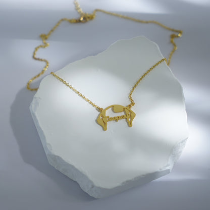 Custom Dog Ears Name Necklace_Gold