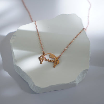 Custom Dog Ears Name Necklace_Rosegold