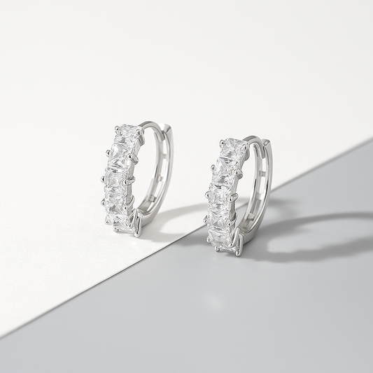 Hoop Earrings CZ Diamond