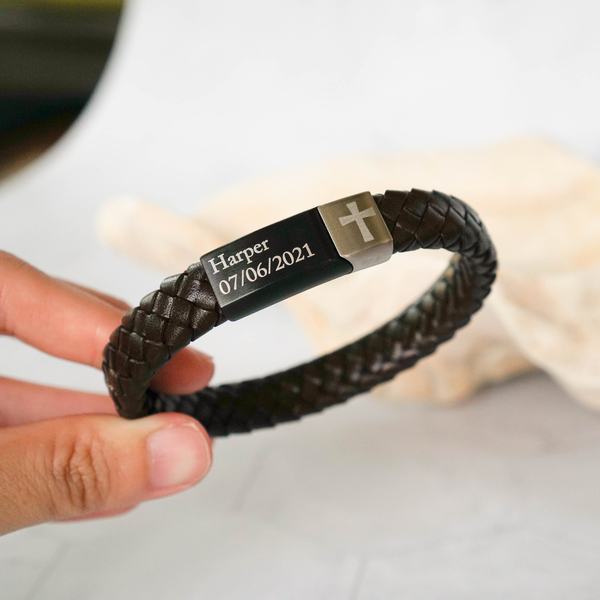 Men's Leather Bracelet Customized Accent