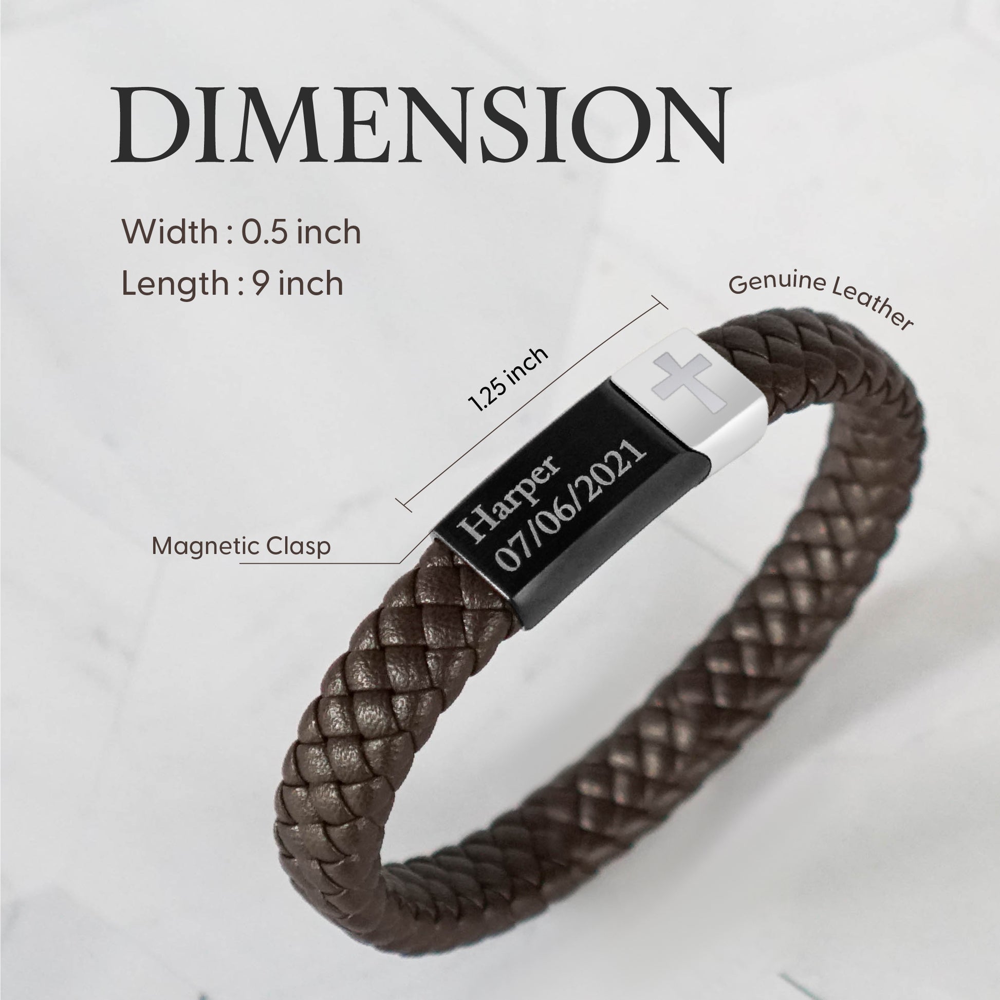 leather bracelet dimension